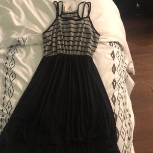Half striped black kids dress
